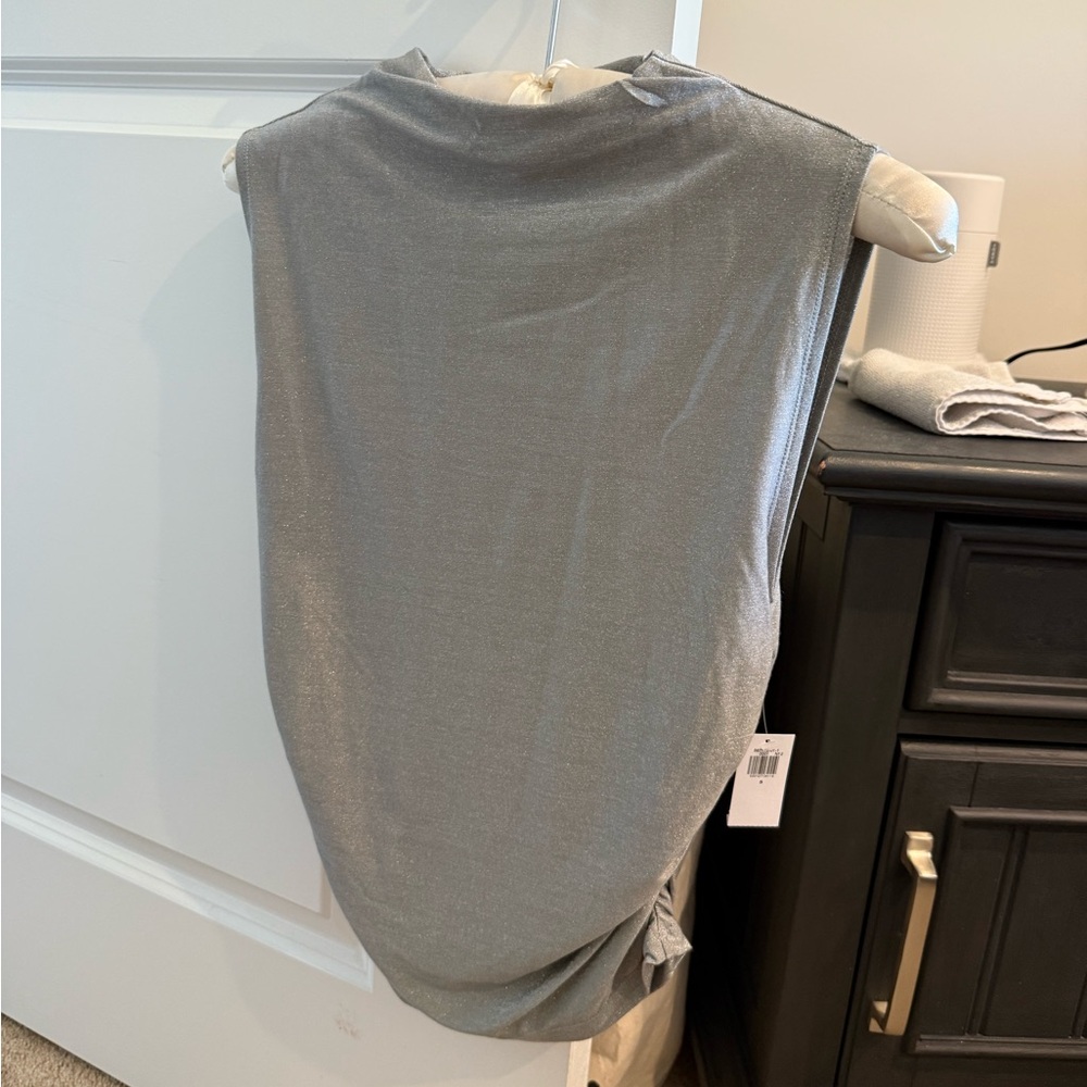 Elegant Gray Sleeveless Top 
ruched